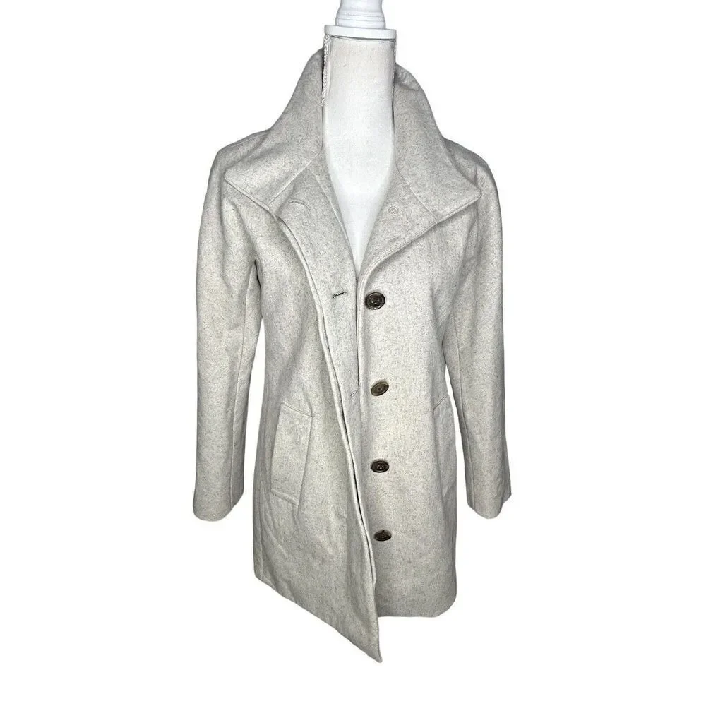 J. Crew Women’s Gray City Coat Wool Blend Long Line Button High Collar Size 4 - Picture 6 of 8